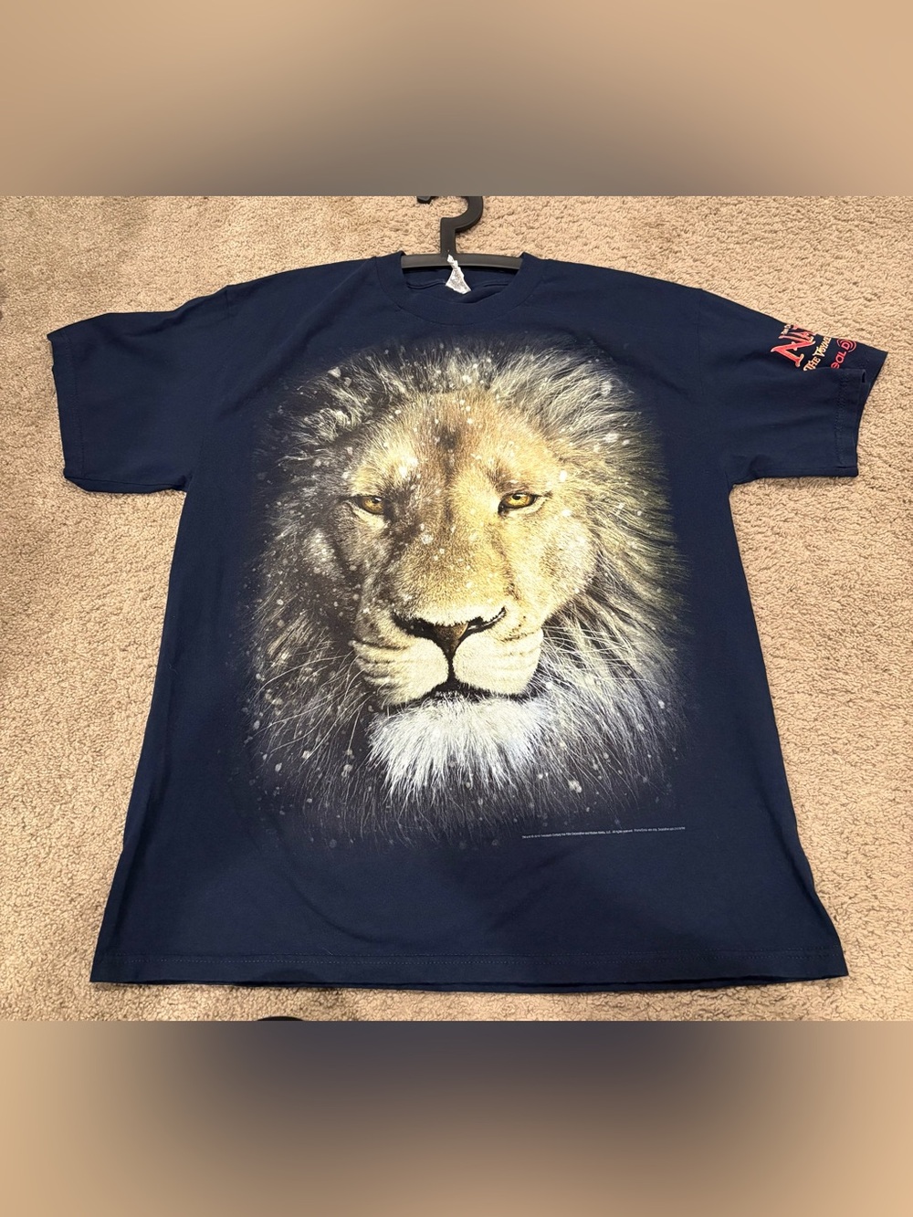 The Chronicles of Narnia ASLAN Movie Promo Men's Size Large T-Shirt Navy Blue